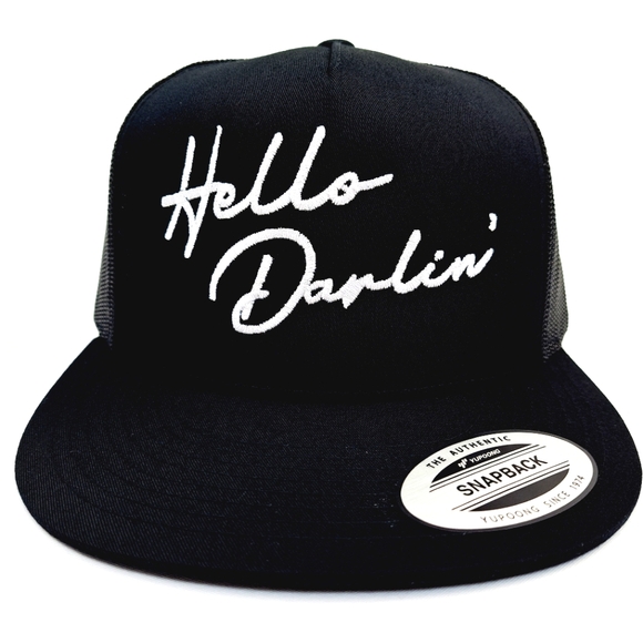 Hello Darlin Embroidered Flat Bill Mesh Snapback Baseball Cap Hat - Picture 1 of 4